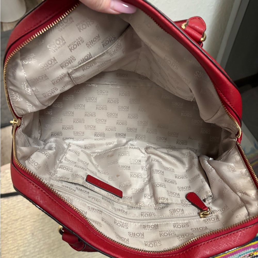 Michael Kors Red Leather Satchel - Picture 3 of 7